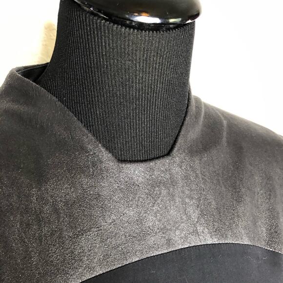 Ronen Chen black faux leather top shift midi dress size 4 or US 12 - Picture 6 of 14